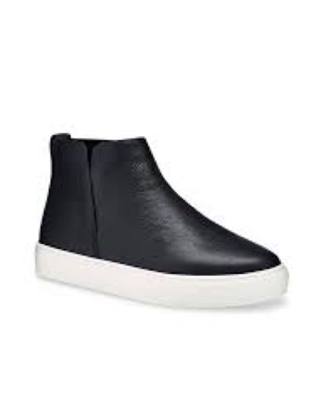 Birdies Black Leather Falcon 9 Slip-On Sneakers with White Platform Sole